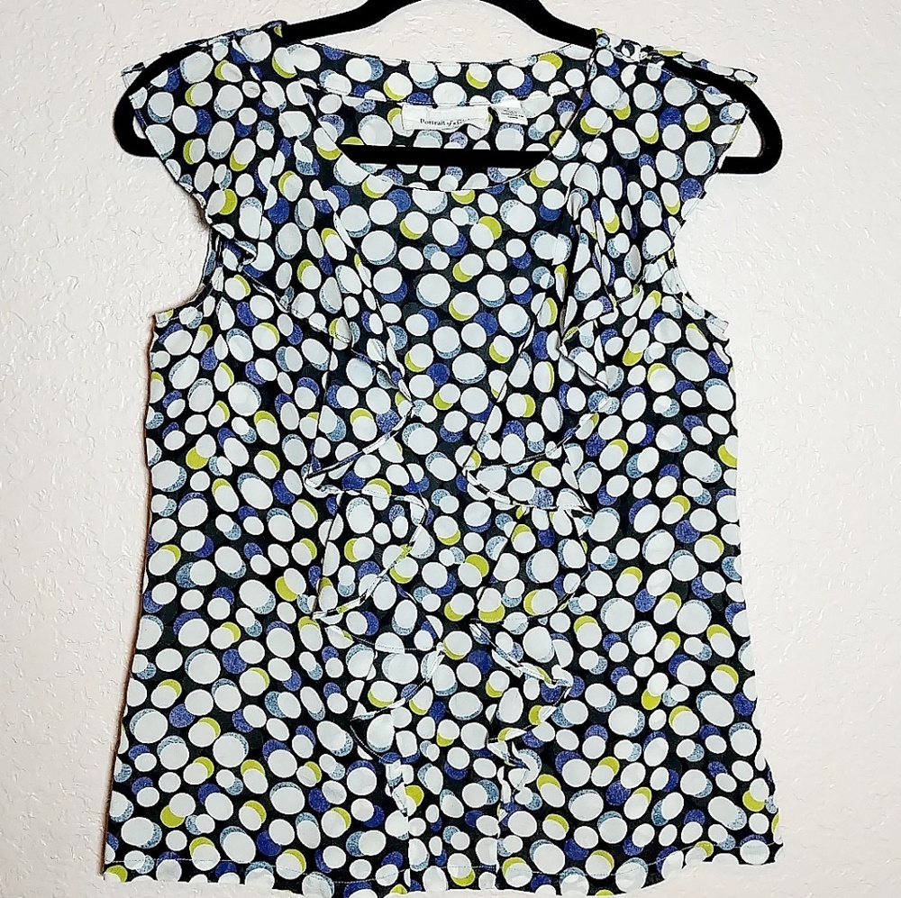 Anthropologie Portrait of a Girl pockadots blouse